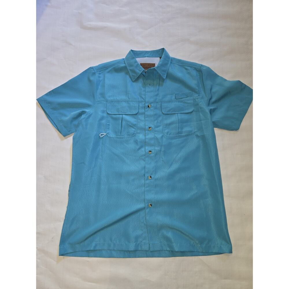 Big Sky Outfitters Mens Turquoise Blue Short Sleeve Button Down Large Shirt